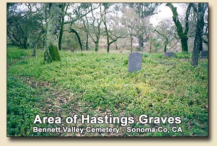 Area of Hastings Graves - Bennett Valley Cemetery