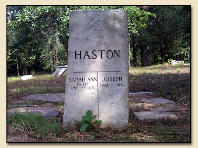Graves of Joseph and Sarah Creely Haston